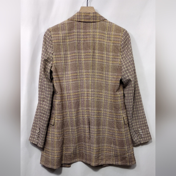 Vince Camuto Plaid Two Tone Double-Breasted Blazer Women's 4 Brown Office Career - Picture 7 of 10